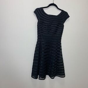 Betsy and Adam Little Black Dress Size 4 Fit and Flare Mesh Design. (Q1)